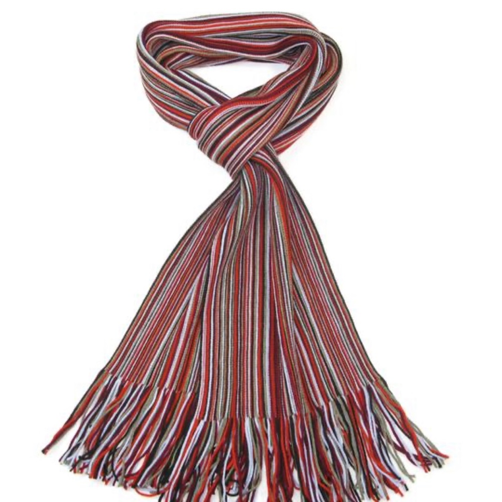 COPY - Multi Red Extra Fine Striped Merino Scarf/Wrap